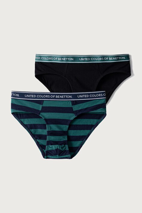 United Colors of Benetton Figi dziecięce bawełniane z elastanem 2-pack zielone 3G680S03G