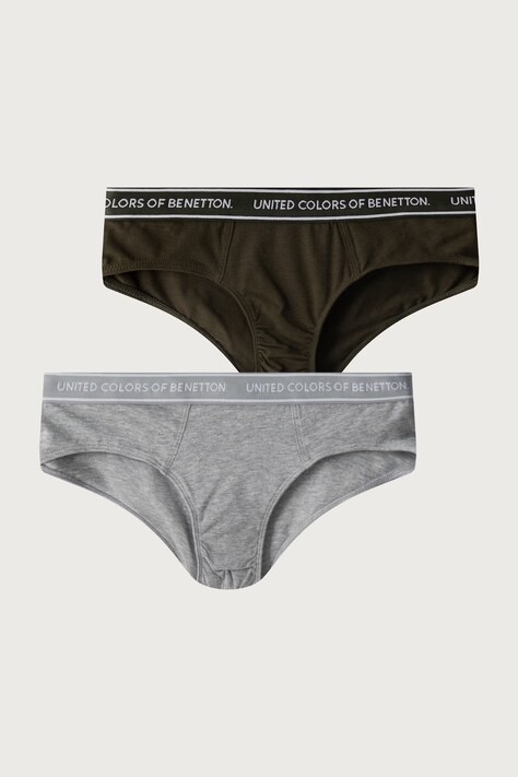 United Colors of Benetton Figi dziecięce bawełniane z elastanem 2-pack szare 3G680S03G
