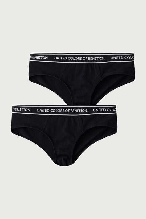 United Colors of Benetton Donje rublje za djecu od pamuka s elastanom 2-pack crno 3G680S03G