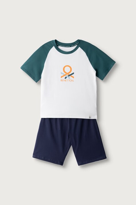 United Colors of Benetton Pigiama a due parti per bambini in cotone con elastan blu navy 3G680P0A7