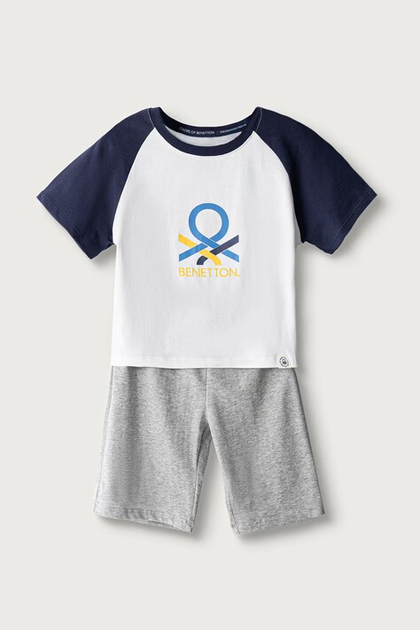 United Colors of Benetton Pigiama a due parti per bambini in cotone con elastan blu navy 3G680P0A7
