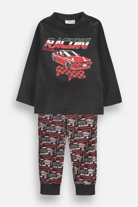 Coccodrillo Pijama din două piese pentru copii din bumbac neagră PYJAMAS