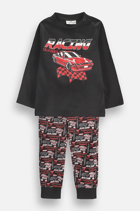 Coccodrillo Pijama din două piese pentru copii din bumbac neagră PYJAMAS