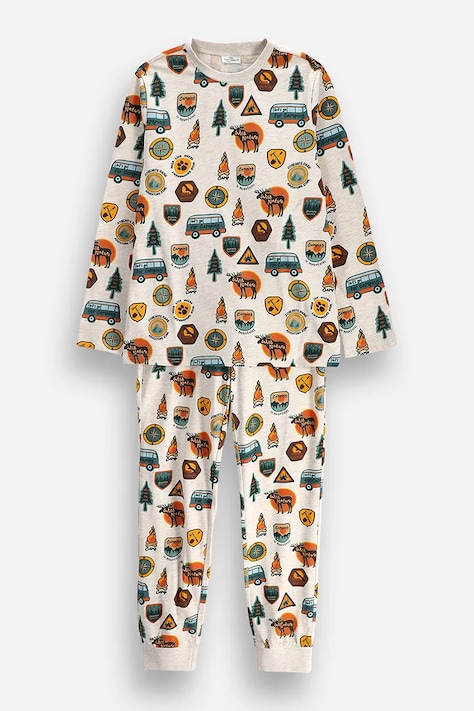 Coccodrillo Pijama din două piese pentru copii cu bumbac bej PYJAMAS