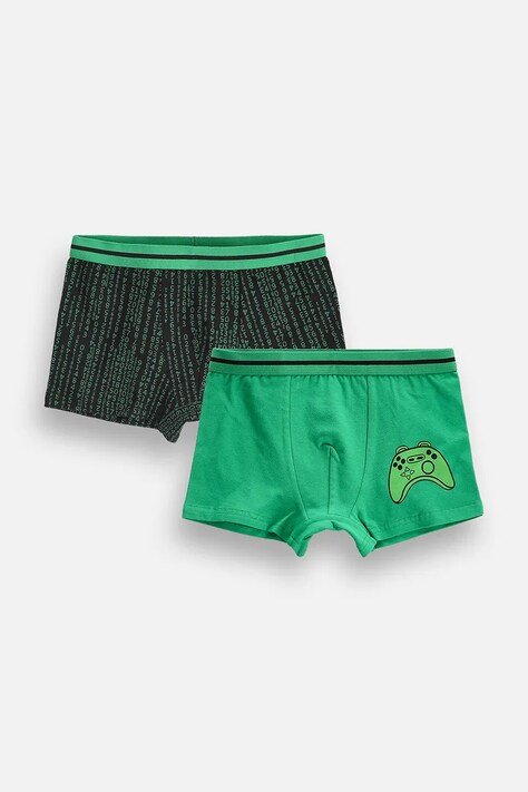 Coccodrillo Bokserki dziecięce bawełniane z elastanem 2-pack zielone PANTS