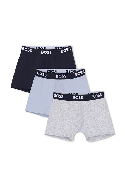 BOSS bokserki dopasowane dziecięce z bawełną 3-pack granatowe J53149
