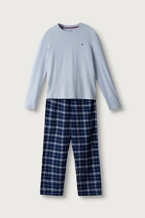Tommy Hilfiger Piżama dwuczęściowa dziecięca bawełniana niebieska UB0UB00615