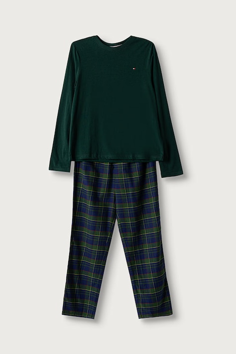 Tommy Hilfiger Piżama dwuczęściowa dziecięca bawełniana zielona UB0UB00615