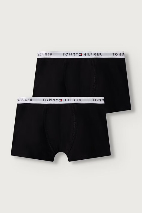 Tommy Hilfiger bokserki dopasowane dziecięce bawełniane z elastanem 2-pack czarne UB0UB00613