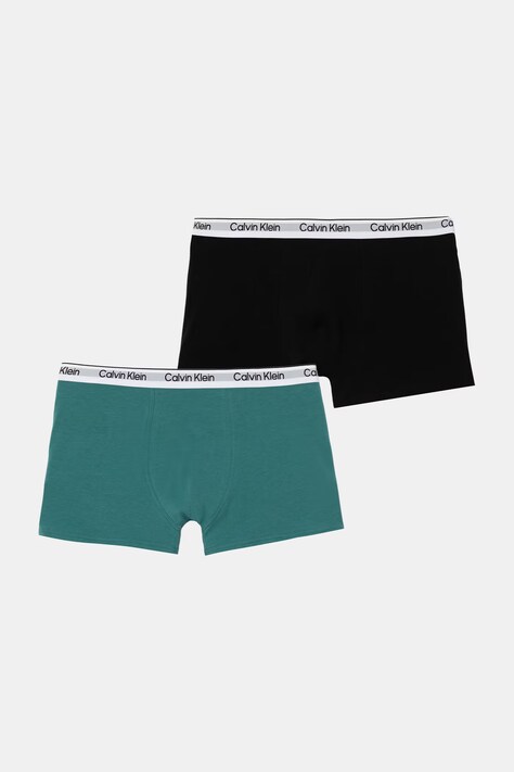 Calvin Klein Underwear bokserki dopasowane dziecięce bawełniane z elastanem 2-pack turkusowe B70B700506