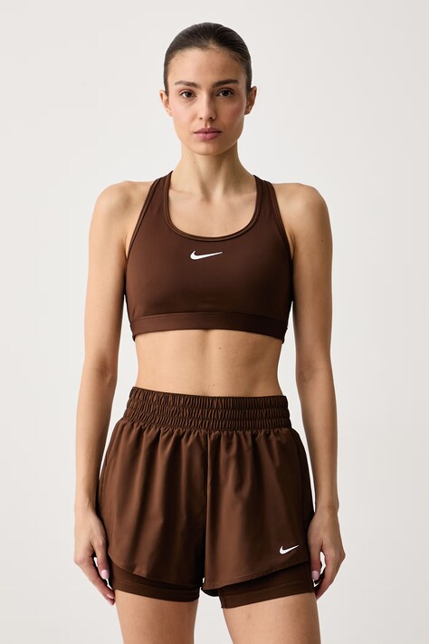Nike Biustonosz sportowy Swoosh brązowy DX6821.259