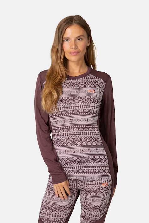 Kari Traa Longsleeve termoaktywny damski z wełną merino Mina brązowy 623687