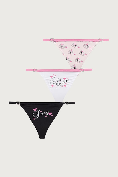 Juicy Couture Stringi damskie HEART JUICY T-BAR THONG 3-pack czarne JCTTH226958