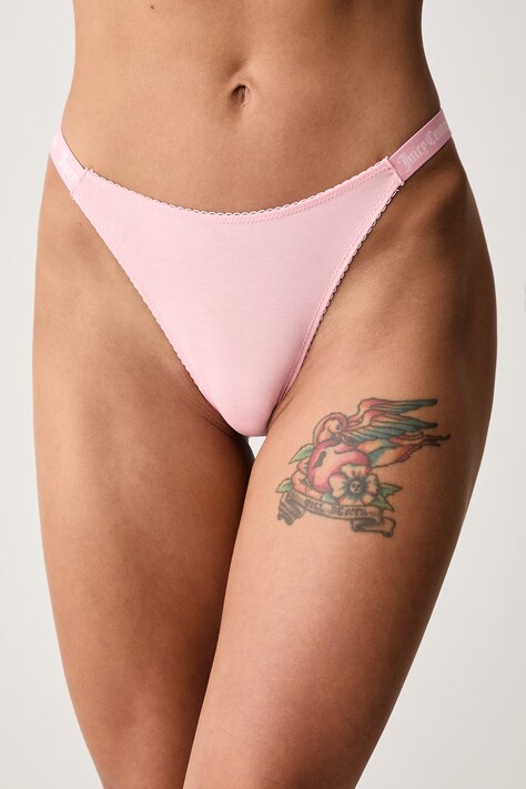 Juicy Couture Прашки дамски от памук с еластан DEMI FEMME COTTON SCALLOPED THONG розови JCTTH226953