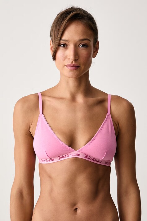 Juicy Couture Триъгълен сутиен от памук с еластан FEMME BEV SCALLOPED EDGE розов JCTQB226951