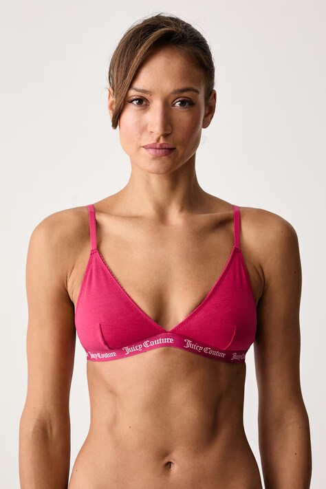 Juicy Couture Триъгълен сутиен от памук с еластан FEMME BEV SCALLOPED EDGE червен JCTQB226951