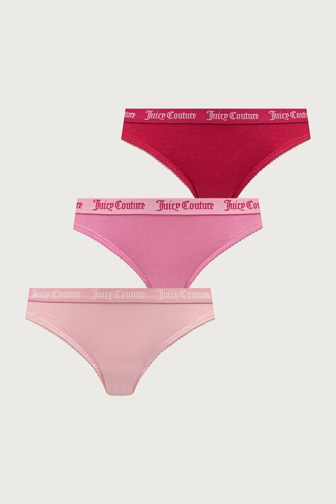 Juicy Couture Nohavičky dámske bavlnené s elastanom DIDDY FEMME COTTON SCALLOPED BRIEF 3-pak ružové JCTBR226956