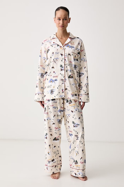 Polo Ralph Lauren Piżama dwuczęściowa damska bawełniana beżowa 4P0701