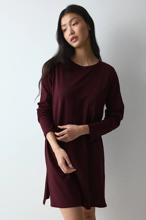 Triumph Koszula nocna damska bawełniana bordowa 10229141