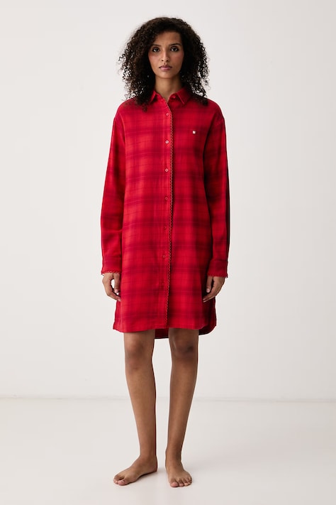 HUGO Koszula nocna damska bawełniana z elastanem FLANNEL NIGHTY czerwona 50570219