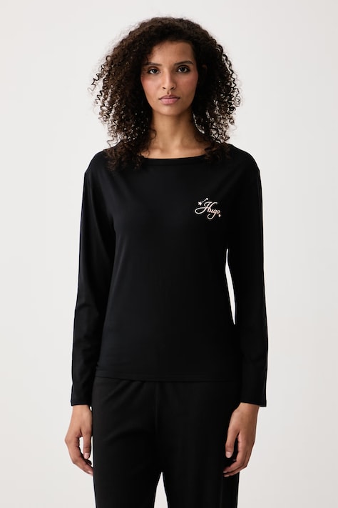 HUGO Longsleeve piżamowy damski z modalem CASUAL LS-SHIRT czarny 50570156