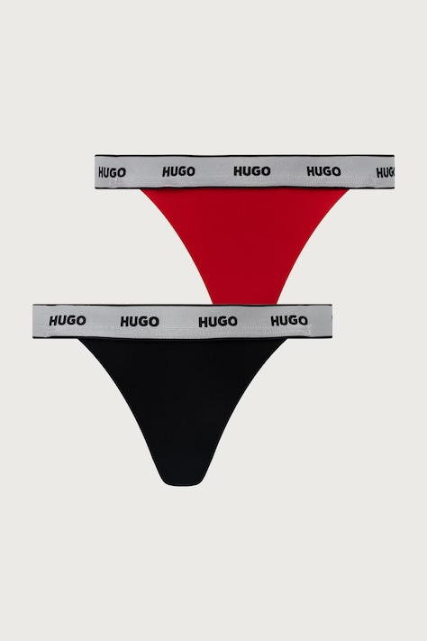 HUGO Stringi damskie bawełniane z elastanem TRIPLET STRING GIFT 3-pack czarne 50570706