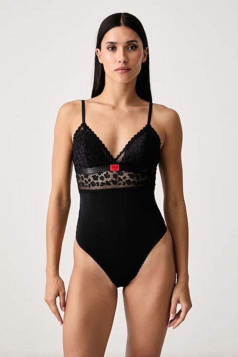 HUGO Body damskie SAVANA BODYSUIT P czarne 50570667