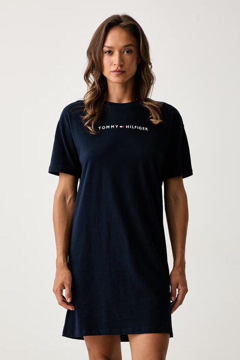 Tommy Hilfiger koszula nocna damska bawełniana granatowa UW0UW06689