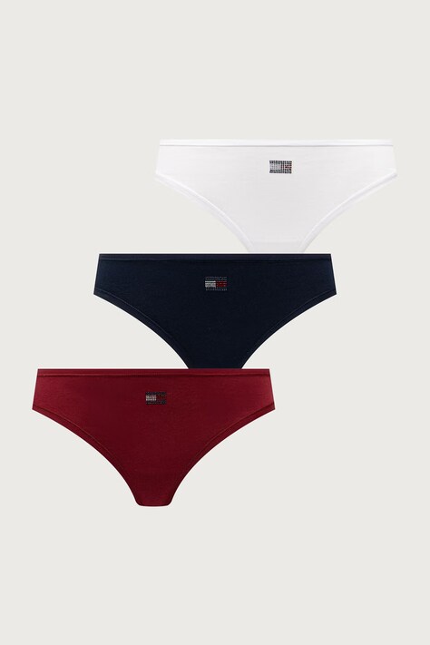 Tommy Hilfiger Tange za žene od pamuka s elastanom 3-pack bordo UW0UW06663