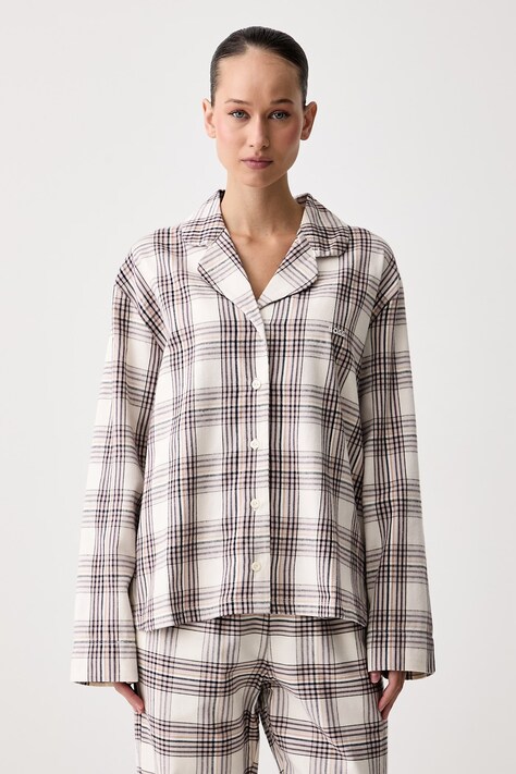 BOSS Koszula piżamowa damska z bawełną Holiday_Shirt beżowa 50571021