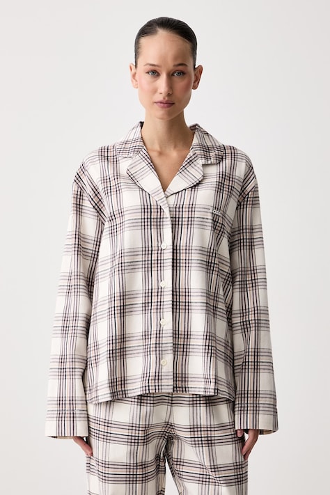 BOSS Koszula piżamowa damska z bawełną Holiday_Shirt beżowa 50571021