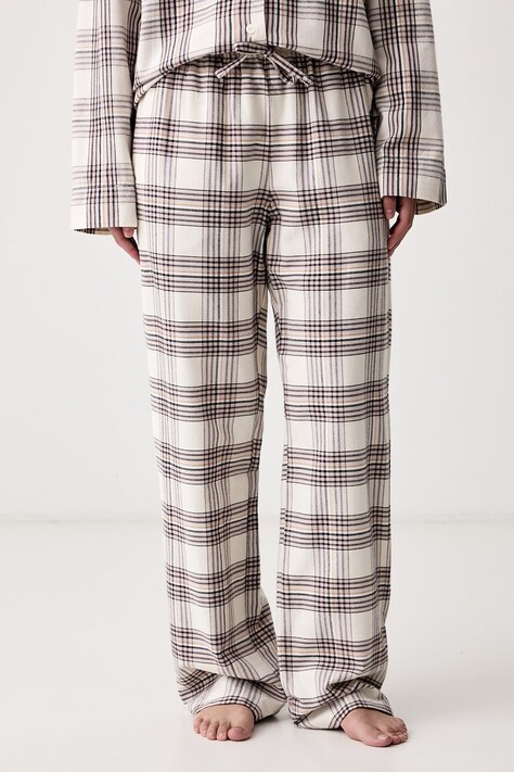 BOSS Spodnie piżamowe damskie z bawełną Holiday_Pants CW beżowe 50571015