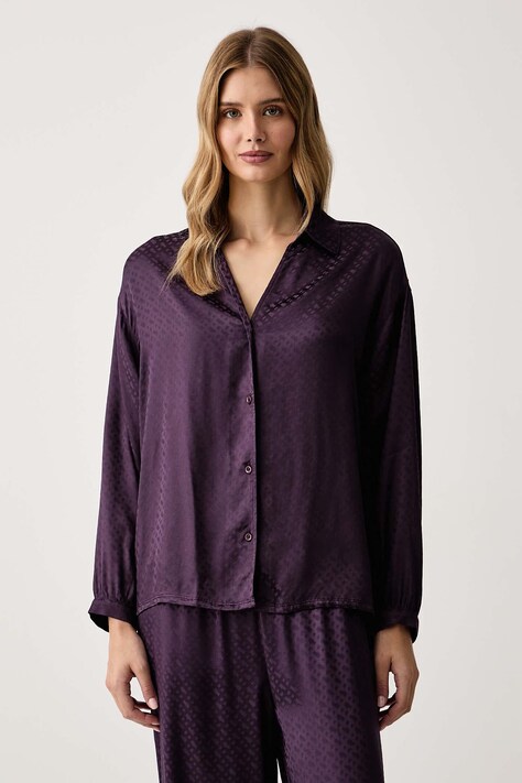 BOSS Pižamna srajca ženska viskozna B Monogram_Shirt VN vijolična 50570996