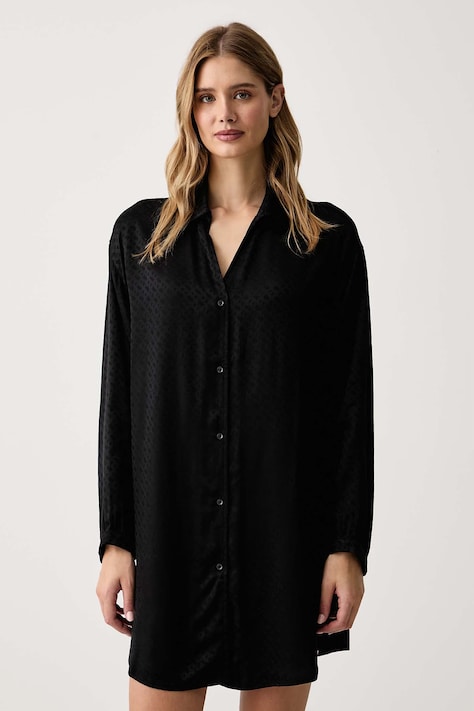 BOSS Spalna srajca ženska viskozna B Monogram_Sleephirt črna 50570989
