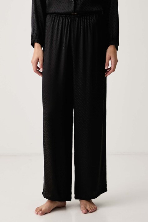 BOSS Spodnji del pižame ženski viskozen B Monogram_Pants TW črn 50570988