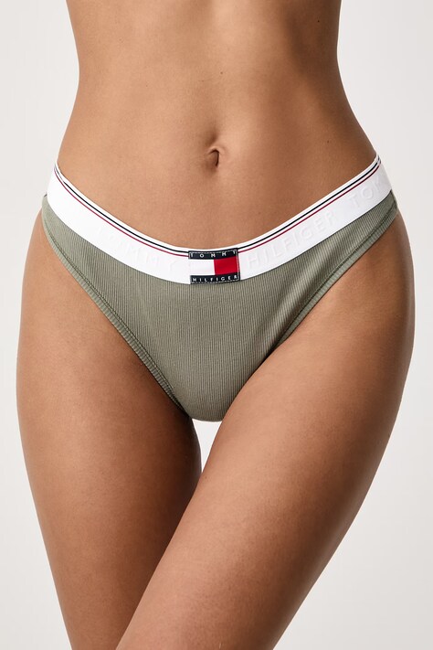 Tommy Hilfiger Stringi damskie z bawełną zielone UW0UW06701