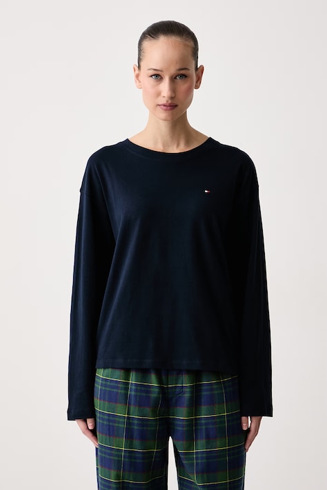 Tommy Hilfiger Μακρυμάνικο γυναικείο βαμβακερό σκούρο μπλε UW0UW06593