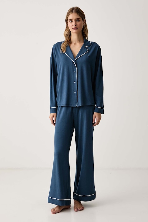Tommy Hilfiger Pižama ženska z bombažem modra UW0UW06690