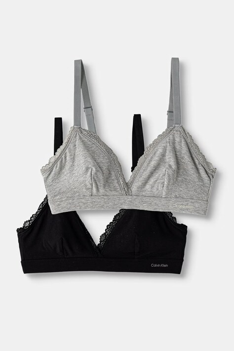 Calvin Klein Underwear biustonosz trójkątny bawełniany z elastanem 2-pack szary LV00QF9124