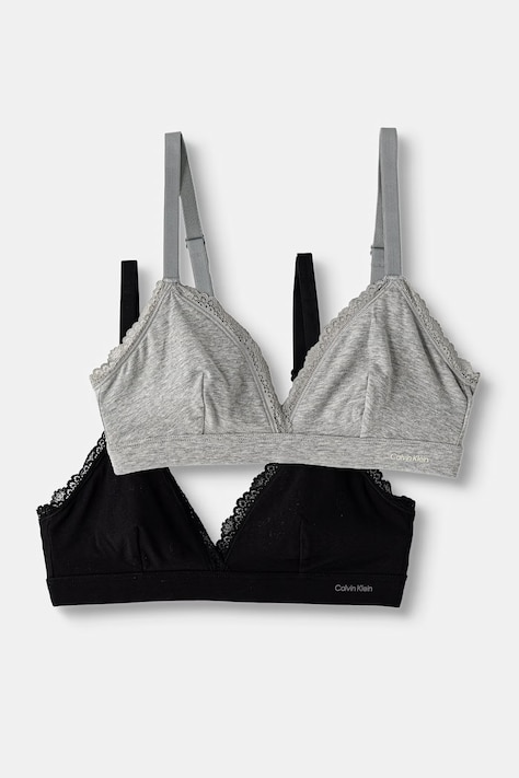 Calvin Klein Underwear biustonosz trójkątny bawełniany z elastanem 2-pack szary LV00QF9124