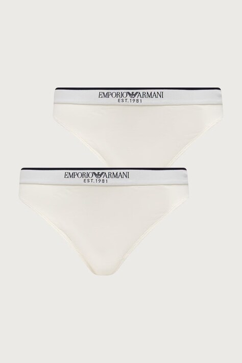 Emporio Armani Underwear Stringi damskie bawełniane z elastanem 2-pack białe EW005197 AF27298