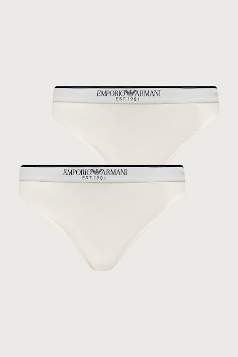 Emporio Armani Underwear Stringi damskie bawełniane z elastanem 2-pack białe EW005197 AF27298