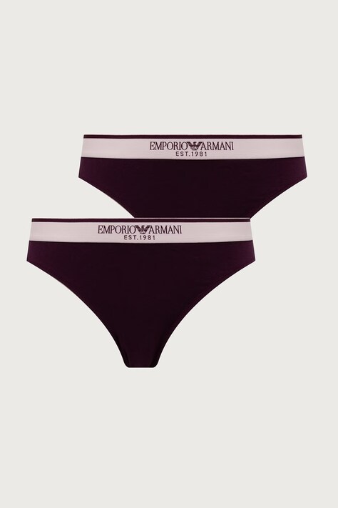 Emporio Armani Underwear Stringi damskie bawełniane z elastanem 2-pack fioletowe EW005197 AF27298