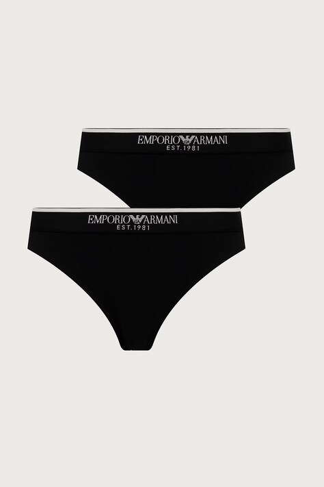 Emporio Armani Underwear Stringi damskie bawełniane z elastanem 2-pack czarne EW005197 AF27298