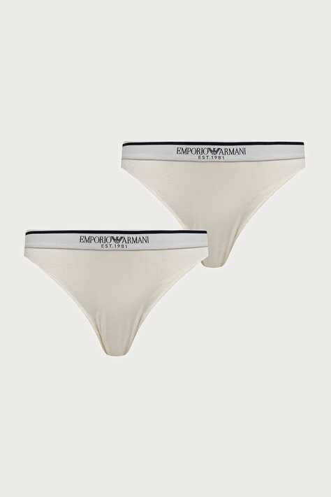 Emporio Armani Underwear Figi damskie bawełniane z elastanem 2-pack beżowe EW005195 AF27298