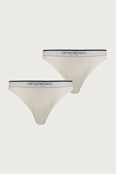 Emporio Armani Underwear Figi damskie bawełniane z elastanem 2-pack beżowe EW005195 AF27298