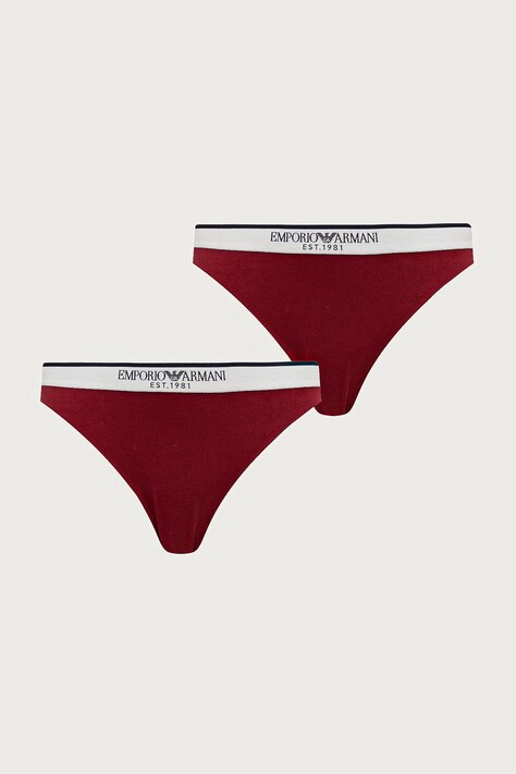 Emporio Armani Underwear Figi damskie bawełniane z elastanem 2-pack czerwone EW005195 AF27298