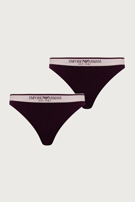 Emporio Armani Underwear Figi damskie bawełniane z elastanem 2-pack fioletowe EW005195 AF27298