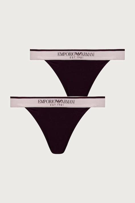 Emporio Armani Underwear Stringi damskie bawełniane z elastanem 2-pack fioletowe EW000405 AF27298