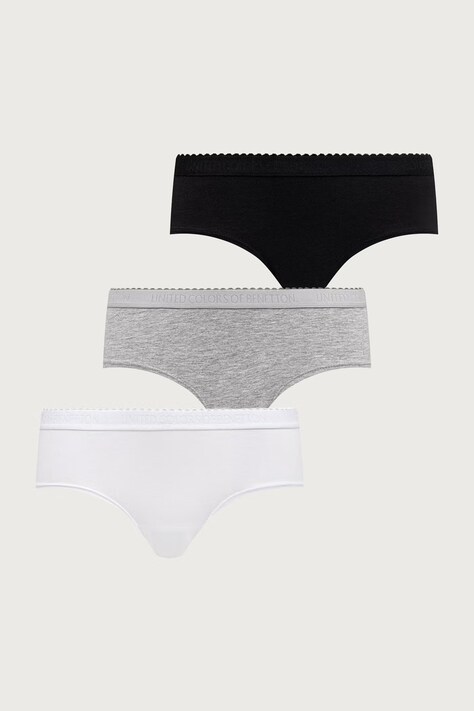 United Colors of Benetton Majtki damskie bawełniane z elastanem 3-pack szare 3G681S033